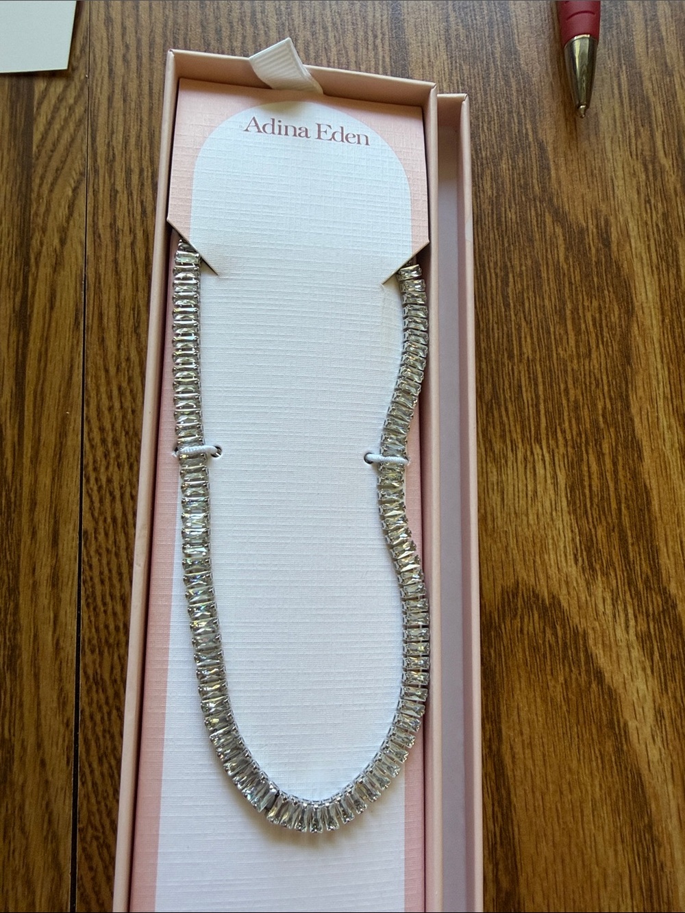 Adina Eden Silver Clear Crystal Tennis Necklace